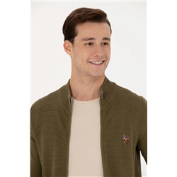 Erkek Haki Basic Triko Hırka