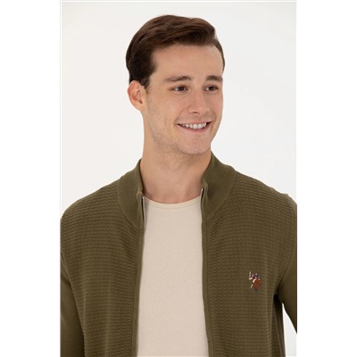 Erkek Haki Basic Triko Hırka