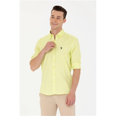 Erkek Neon Sarı Uzun Kollu Basic Gömlek