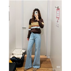 Женские джинсы облегающие, с высокой талией, клёш из смесового тенселя 4 цвета  ЮНИКЛ*О