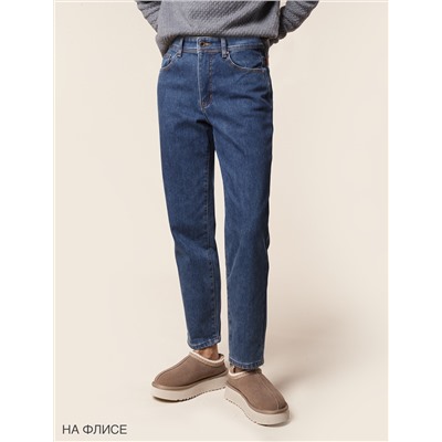 Джинсы mom-fit на флисе