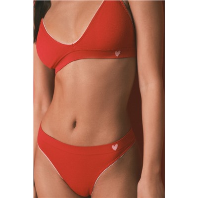 Sujetador triangular Seamless canalé rojo