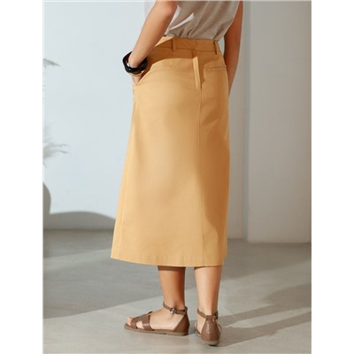 Юбка-миди из хлопка с разрезом