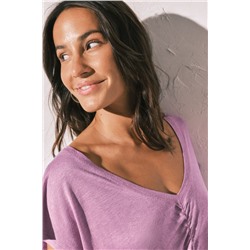 Camiseta corta viscosa lino lila