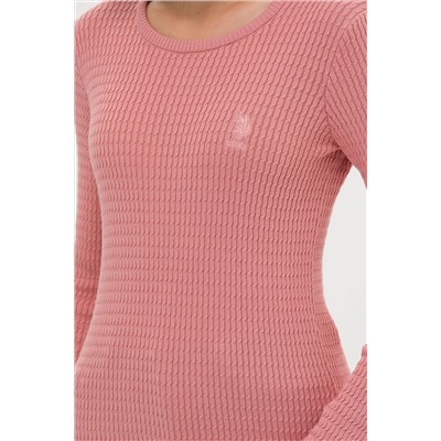 Kadın Pudra Bisiklet Yaka Basic Kazak