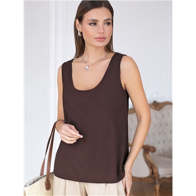 Свободный топ с U-вырезом изо льна с вискозой по косой