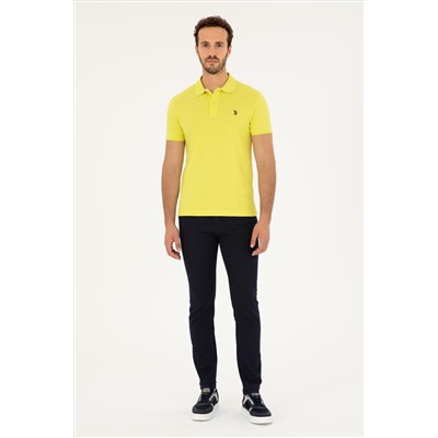 Erkek Slim Fit Polo Yaka Fıstık Yeşili Basic Tişört