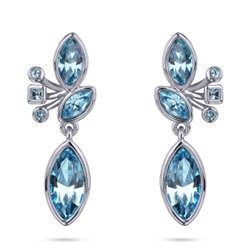 Серьги Эйва (кристаллы SW аквамарин; покрытие родий), Есть комплект