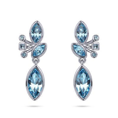 Серьги Эйва (кристаллы SW аквамарин; покрытие родий), Есть комплект