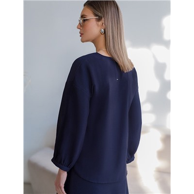 Укороченная блузка с V вырезом из плотного лиоцелла