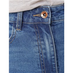 Джинсы классические с декоративной стиркой из эластичного денима