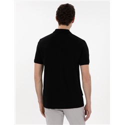 Siyah Regular Fit %100 Pamuk Polo Yaka Basic Tişört