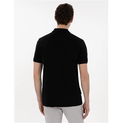 Siyah Regular Fit %100 Pamuk Polo Yaka Basic Tişört