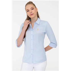 Kadın Açık Mavi Uzun Kollu Basic Gömlek