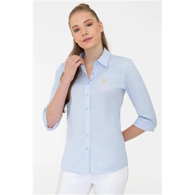 Kadın Açık Mavi Uzun Kollu Basic Gömlek