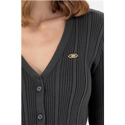 Kadın Antrasit Basic Triko Hırka