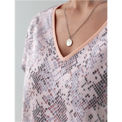 Свободная футболка с V-вырезом и цельнокроеным рукавом из 100% хлопка с принтом