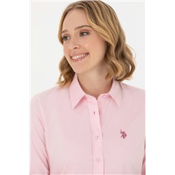 Kadın Pembe Uzun Kollu Basic Gömlek