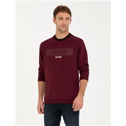 Bordo Regular Fit Bisiklet Yaka Sweatshirt