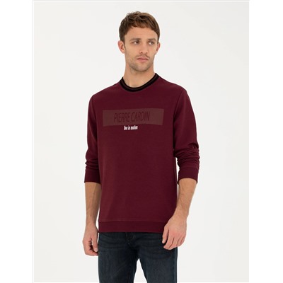 Bordo Regular Fit Bisiklet Yaka Sweatshirt