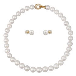 Комплект Эдисон (жемчуг белый 12-14мм; покрытие золото) 45см