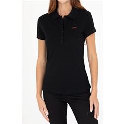 Kadın Siyah Basic Polo Yaka Tişört