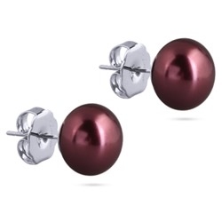 Пусеты (Майорка 12мм бургунди; покрытие родий), Есть комплект