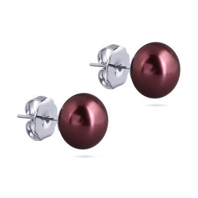 Пусеты (Майорка 12мм бургунди; покрытие родий), Есть комплект