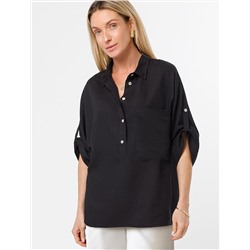 Блузка с цельнокроеным рукавом  изо льна с вискозой