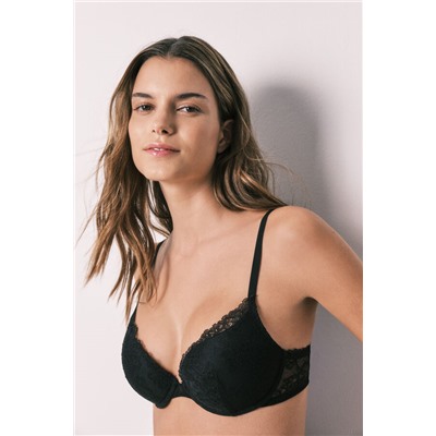 Sujetador push up encaje negro GORGEOUS