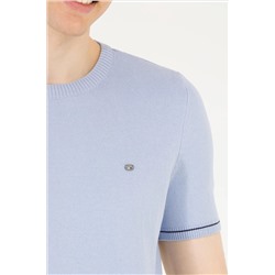 Erkek Açık Mavi Bisiklet Yaka Triko Kazak