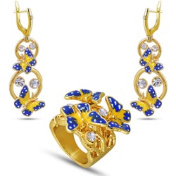 Комплект (кристаллы SW, эмаль желтая, синяя; покрытие золото)