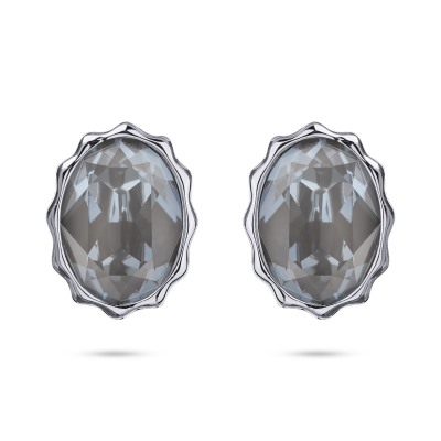 Пусеты Сияние (кристаллы SW дымчато-серые; покрытие родий), Есть комплект