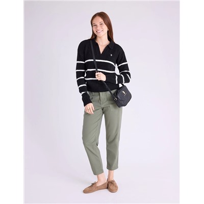 JOHNNY COLLAR THIN STRIPE SWEATER