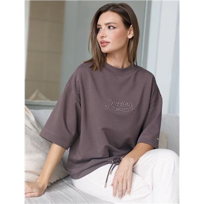 Футболка из эластичного футера с авторским принтом