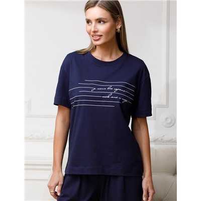 Футболка с принтом свободная из премиального 100% хлопка