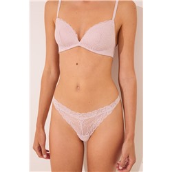 Tanga encaje cintura "V" rosa