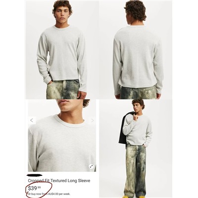 Мужской лонгслив из вафельной ткани   Cotto*n O*n  Экспорт