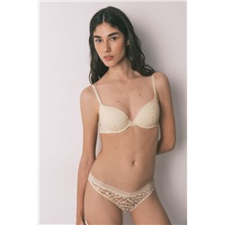 Braga clásica encaje cintura "V" beige