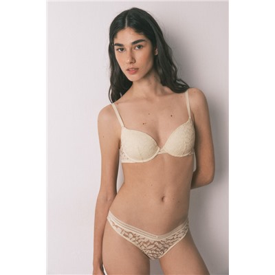 Braga clásica encaje cintura "V" beige