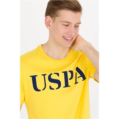 Erkek Koyu Sarı Basic Bisiklet Yaka Tişört