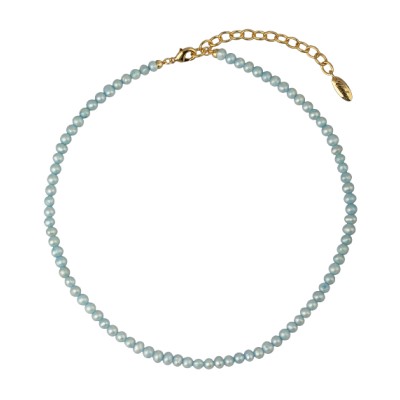 Колье (жемчуг голубой 5мм; покрытие золото) 38-45см