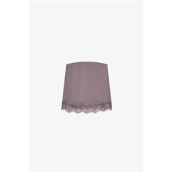 SATIN TOP WITH LACE TRIM