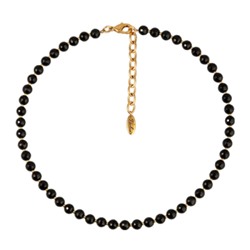Колье Селена (агат 6мм черный; покрытие золото) 40-45см, Есть комплект
