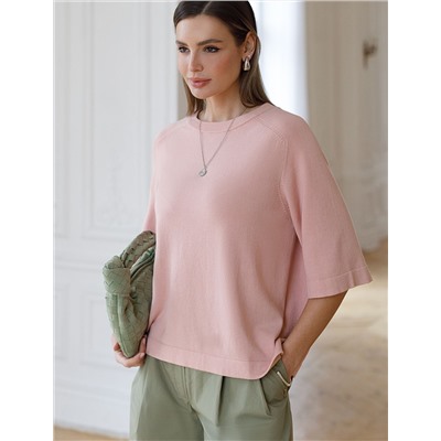 Свободный джемпер с рукавом 3/4 тонкой вязки из вискозы