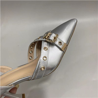 Серебряные туфли с пряжкой, экспортный магазин Модель 2025 года