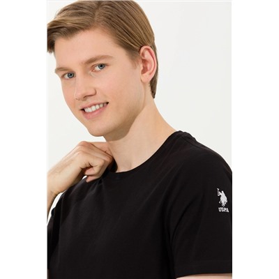 Erkek Siyah Basic Bisiklet Yaka Tişört