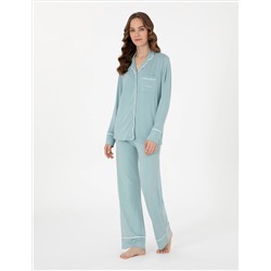 Su Yeşili Gömlek Pijama Takımı
