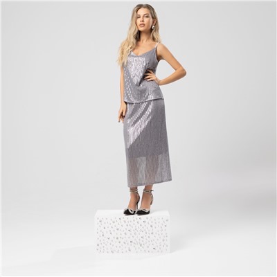 Юбка с пайетками на подкладе, Сияние гламура (royal silver)