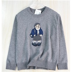 Мягкий и свободный повседневный свитер с вышитой нашивкой в ​​виде мультяшного медведя